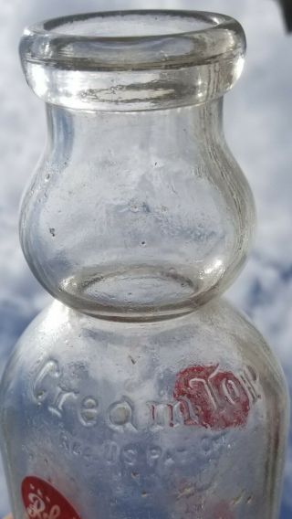 Roberts Milk Cream Top Quart Glass Jar US Patent Red Vintage Old 1949 dairy pour 2