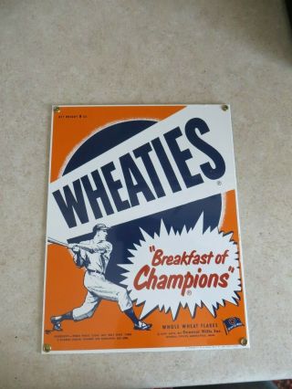 Wheaties Breakfast Of Champions General Mills Cereal,  Porcelan Sign
