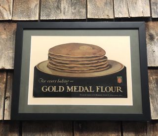 Rare Old 20’s Gold Medal Flour Washburn - Crosby Die Cut Sign Prof Framed
