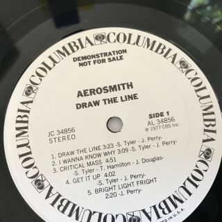 Aerosmith - Draw the Line - WLP Promo 1977 printed Inner & fan club insert EX 6