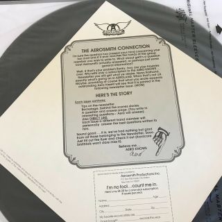Aerosmith - Draw the Line - WLP Promo 1977 printed Inner & fan club insert EX 8