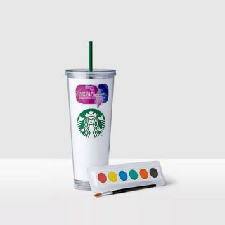 [starbucks] White Watercolor Create Your Own Acrylic Cold Cup - 24 Oz