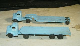 Estate 2 Old Vintage Ralstoy Flatbed Tractor Trailer Truck Toys