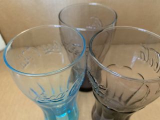 Set of 3 McDonald’s Coca Cola 16 Oz Coke Drinking Glasses 2 Purple,  1 Ice Blue 2
