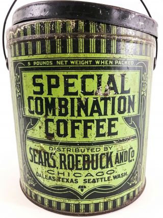 Antique Sears & Roebuck Coffee Advertising Tin - Special Combination 5lb - Rare