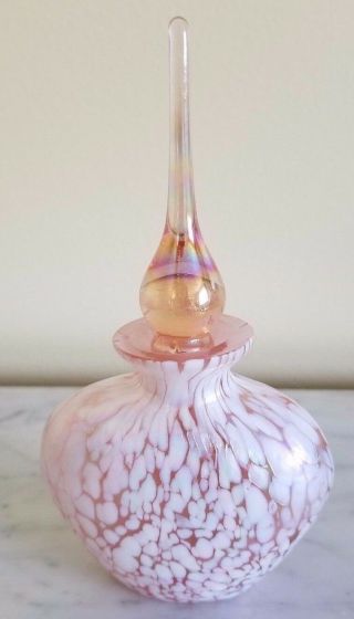 Vintage Iridescent Pink White Speckled Perfume Bottle Topper