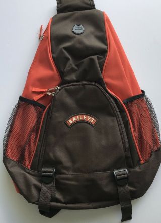 Baileys Irish Cream Sling Bag W/ Strap Zip Closure Brown And Orange Backpack 19 "