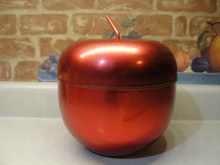 Vintage Retro Mod Red Metal Apple Shape Ice Bucket,  Cooler