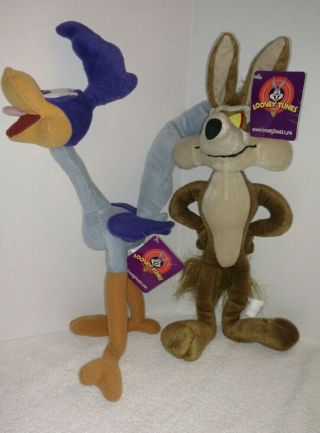 Nwt Wile E.  Coyote 16 " And Road Runner 16 " Plush Set Of 2