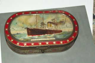Rare White Star Line Royal Mail Steamers Carr & Co Ltd Carlisle Biscuit Tin
