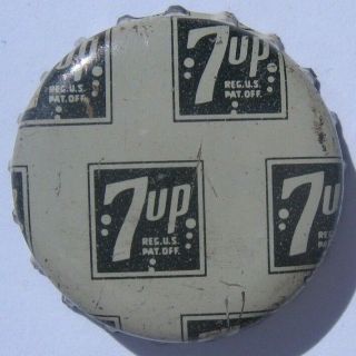 7up War Time Style Soda Bottle Cap; 1942 - 45; With Factory Mark; Cork