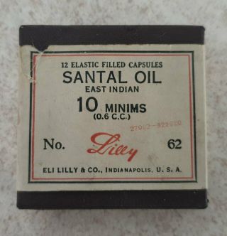 Vintage Antique Sandalwood Santal Oil East India Capsules Eli Lilly
