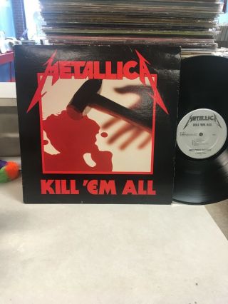 Metallica Kill ‘em All Lp Og Metal W - Lyric Sleeve Megaforce 1983