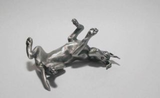 Pewter Great Dane " Puppy On Its Back " Sculpture By V Perry Gardiner