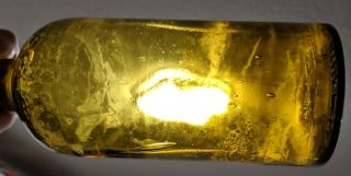 Dyottville Glass Embossed Civil War Era Yellow Olive Amber Whiskey Bottle 2