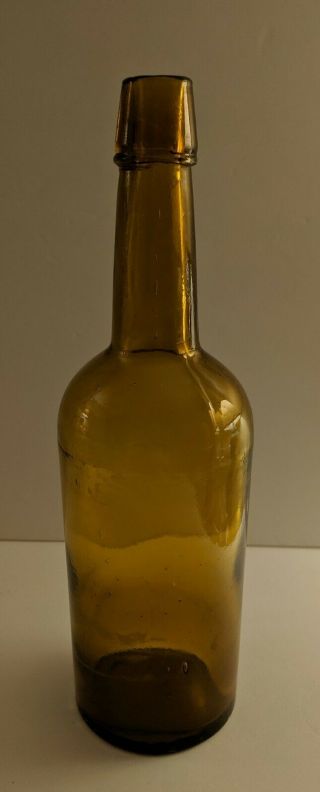 Dyottville Glass Embossed Civil War Era Yellow Olive Amber Whiskey Bottle 3