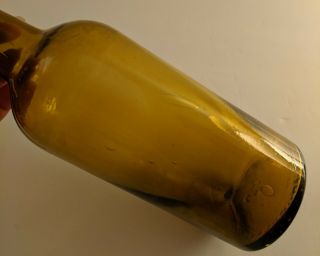 Dyottville Glass Embossed Civil War Era Yellow Olive Amber Whiskey Bottle 8