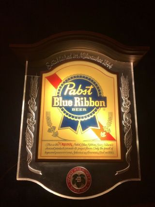 Vintage 1981 Pabst Blue Ribbon Beer Lighted Hanging Bar Sign