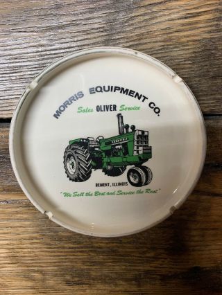 Vintage Oliver Tractor Ad Ashtray Bement,  Illinois Morris Equipment Co.