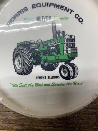 Vintage OLIVER Tractor Ad ASHTRAY Bement,  Illinois Morris Equipment Co. 2