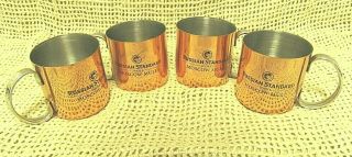 Russian Standard Vodka Moscow Mule Copper Plated Stainless Mugs Cups Set Of 4