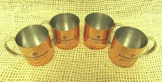 RUSSIAN STANDARD VODKA MOSCOW MULE Copper Plated Stainless Mugs Cups Set of 4 3