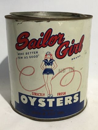 Sailor Girl Oyster Can Oysters Plitt Sons Maryland Gallon