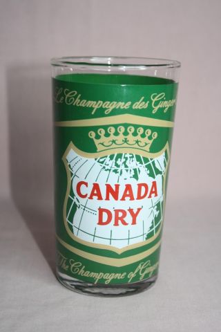 Vtg.  Advertising Canada Dry Ginger Ale 8 Oz Soft Drinking Glass Acl Label