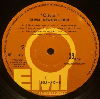 OLIVIA NEWTON JOHN - Totally Hot - RARE BOLIVIA LP 4