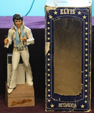 Vintage 1977 Mccormick Elvis Presley Whiskey Decanter & Music Box W/original Box