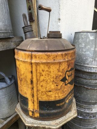 Vintage 5 gallon Sunoco Oil Gasoline Can Wooden Handle 5