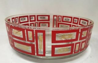 Mid - Century Mod,  Vintage Red & Gold Starburst Holiday Christmas Ice Bucket