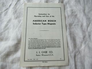 American Bosch Magneto Operating Instructions On Case Tractors