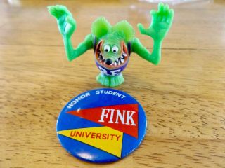 1990 Ed Roth Rad Rods Rat Fink Rockin " Roadster Rat Fink Figure And Fink U Pin