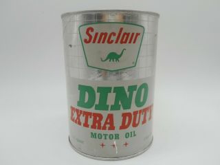 Vintage Sinclair Dino Extra Duty Quart Gas Station Motor Oil Advertising Can