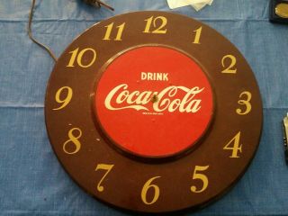 Vintage Mid Century Coca Cola Metal Clock Sign 18 " Round Brown Red No Clock