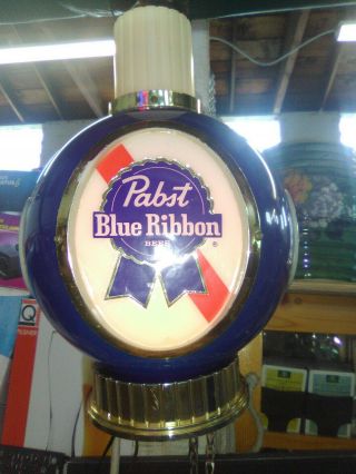 Vtg 1970s Plastic Pabst Blue Ribbon Hanging Bar Beer Light Lamp Sign Man Cave