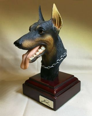 Vintage Black & Rust Doberman Pinscher Dog Figure By Nico Made In Spain