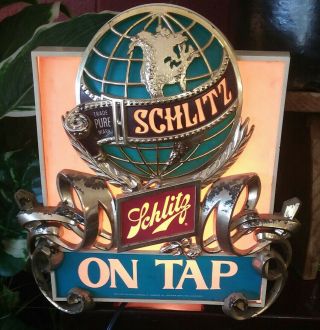 1977 Schlitz Beer On Tap Light Up Sign - Union Made