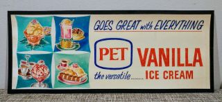 Vintage Pet Ice Cream Soda Milk Art Display Rack Menu Sign 1950s Old