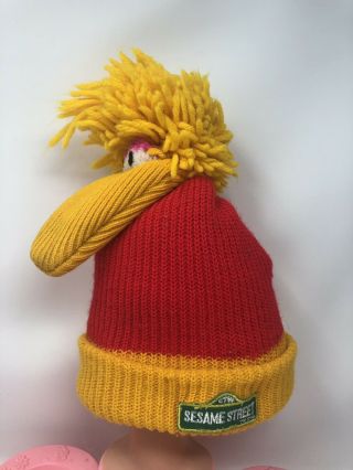 Vintage Sesame Street Big Bird Stocking Hat Kids Yellow Red