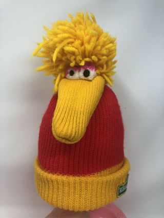Vintage Sesame Street Big Bird Stocking Hat Kids Yellow Red 2