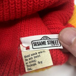 Vintage Sesame Street Big Bird Stocking Hat Kids Yellow Red 5