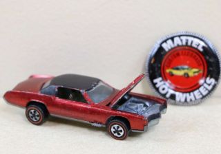 Vintage 1968 Mattel Redline Hot Wheels Red Us Eldorado W/ Badge Pin