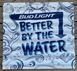 Bud Light Beer “better By The Water” Sign Corrugated Aluminum 24” Budweiser