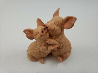 1990 Castagna Rare Kissing Pigs Figurine Resin Made In Italy Great Cond 3.  5 "