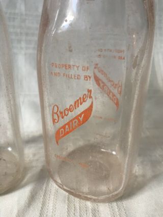 2 Vintage Half Pint Milk Bottles Broemer Dairy Chassell Michigan 1950’s Bottle 2