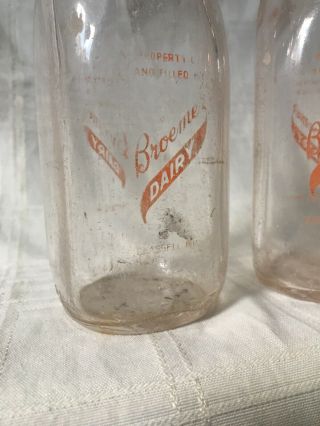 2 Vintage Half Pint Milk Bottles Broemer Dairy Chassell Michigan 1950’s Bottle 7