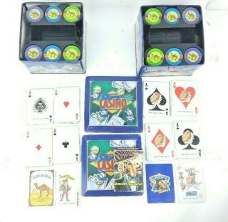 Camel Casino Smokin Joe Camel Poker Chips And Cards 1997 298 Chips 2 Decks Card