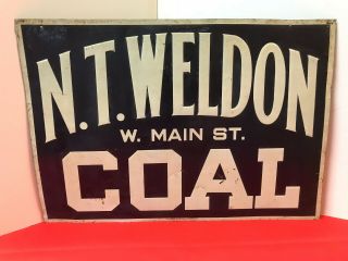 N.  T.  Weldon Coal; Tin Advertising Sign; 1930 